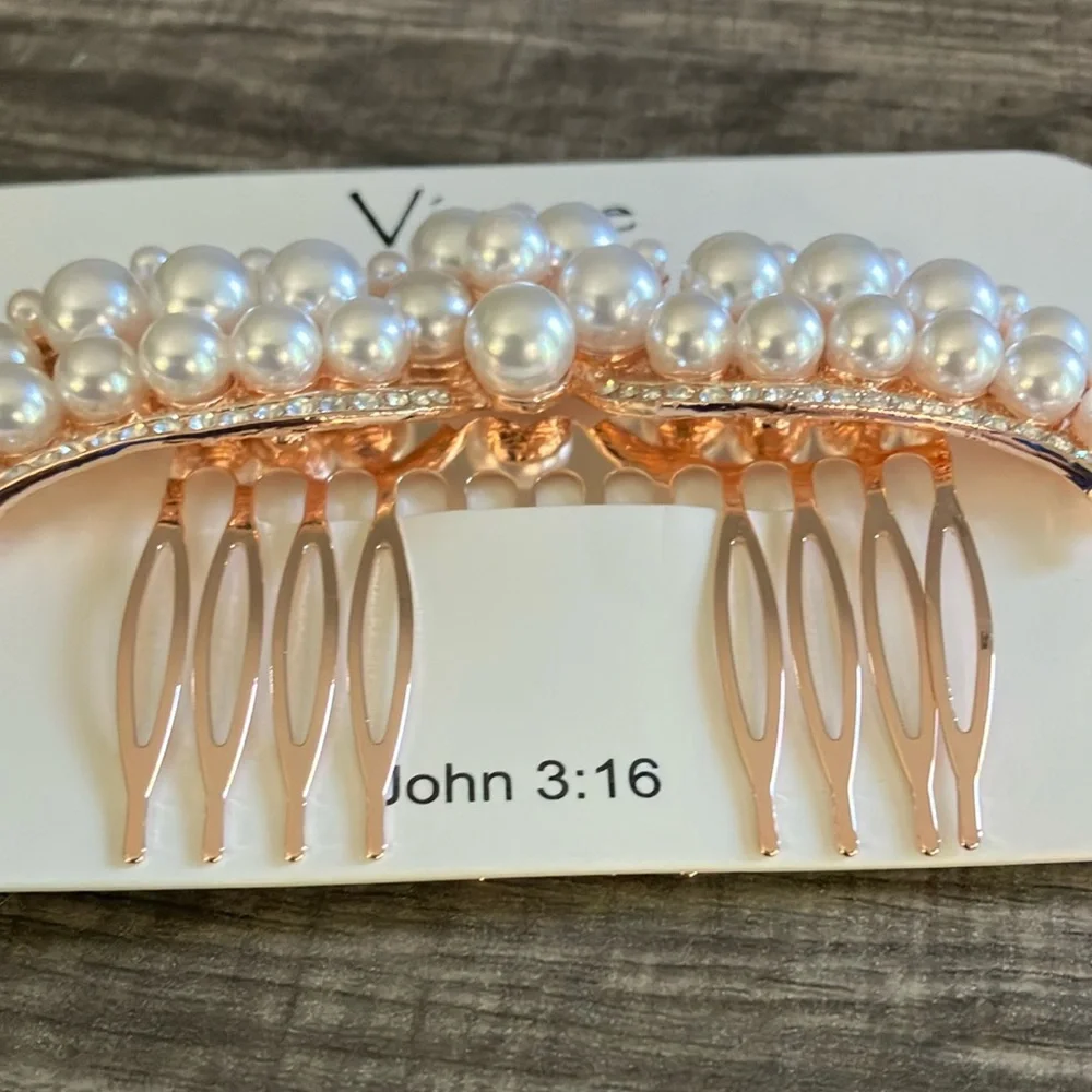 Rose Gold Pearl Hair Piece